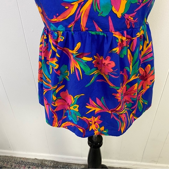 J. Crew Women’s SIZE 12 Tie Back Strappy Top Brilliant Blue Fushia Cotton - Picture 5 of 16